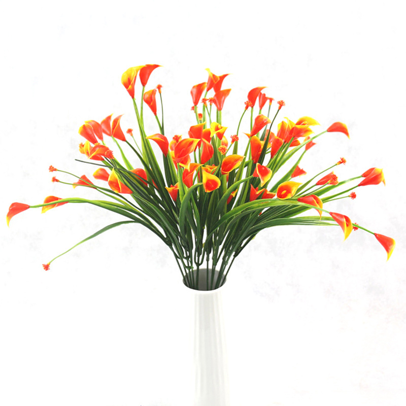 

20 Heads/bouquet Mini Artificial Flower Calla Leaf Plastic Fake Lily Aquatic Plants Home Room Wedding Decoration Garden Decor, Beige