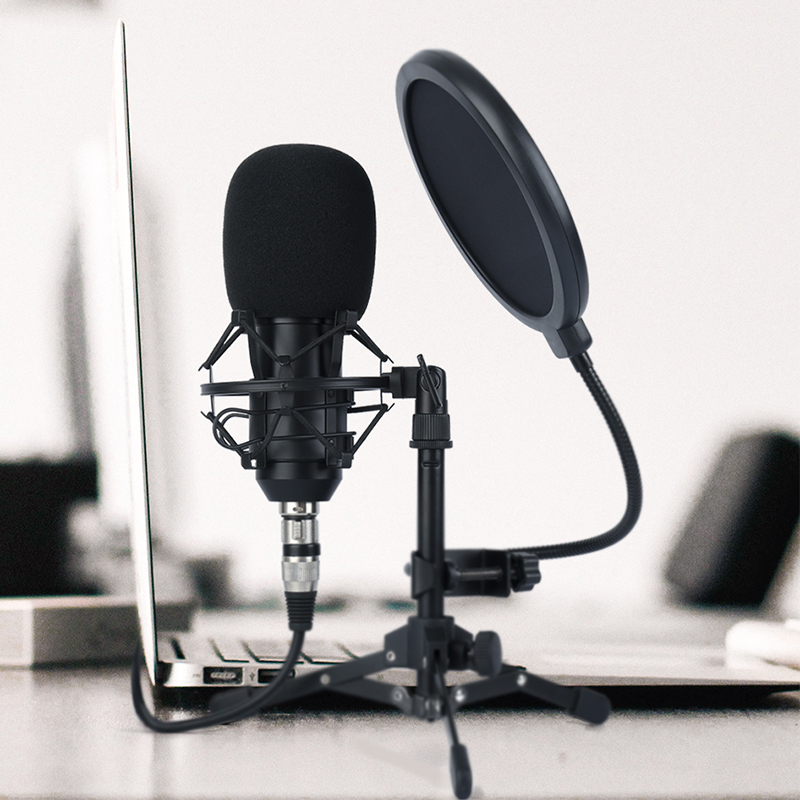 

Condenser Microphone For Computer Vocal Recording Podcaster Mic Tripod Stand For PC 3.5mm Wired Professional Microphone