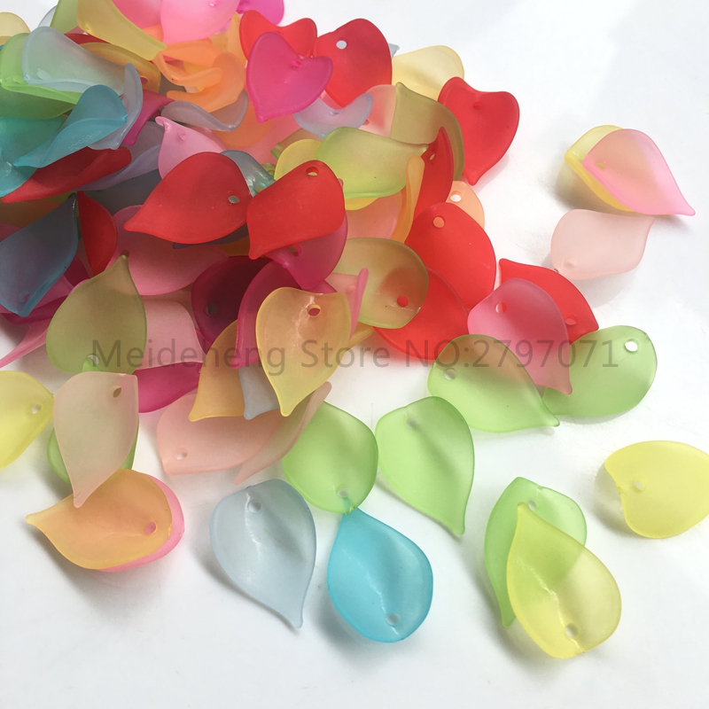 

14*20mm Acrylic DIY Craft Frosted Leaf Beads Water Drop Translucent Dull Polish Beads Fit Jewelry Handmade Accessory 150PCS