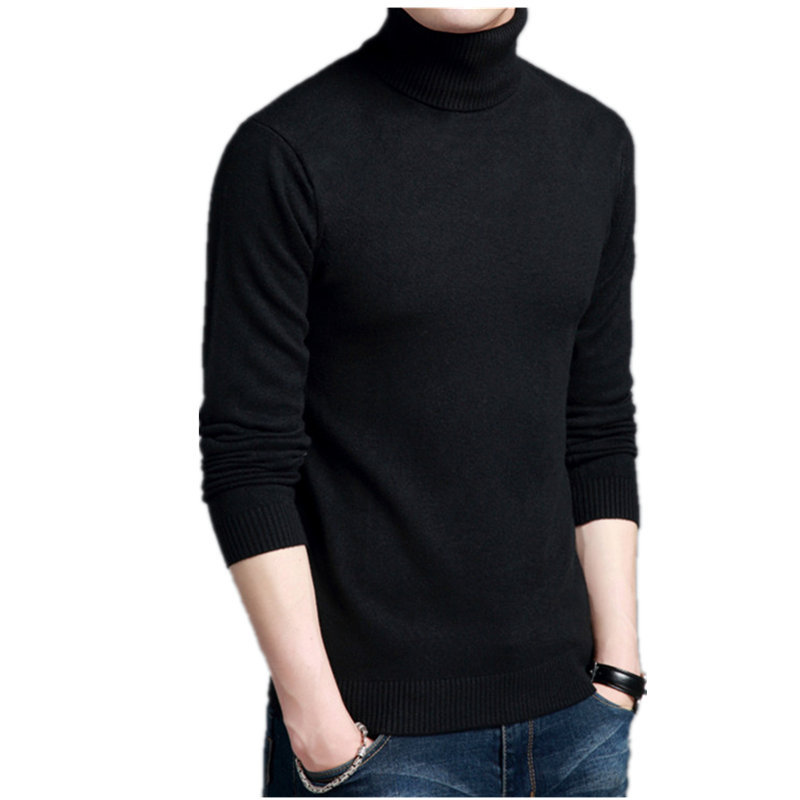 

okkdey 2020 New Fast Rising Korean Men's Sweater Men's Pullover High Collar Solid Color Youth Sweater Wear, Black
