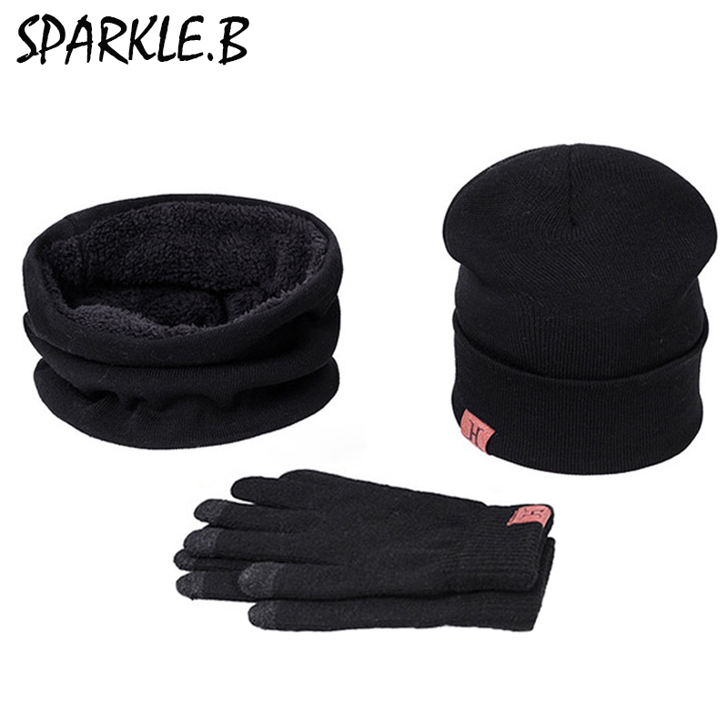 

Hot Sale Men Women Winter A Set Of Hats Scarves Gloves Cotton Knitted Hat Scarf Set For Male Female Winter 3 Pieces Hat Scarf
