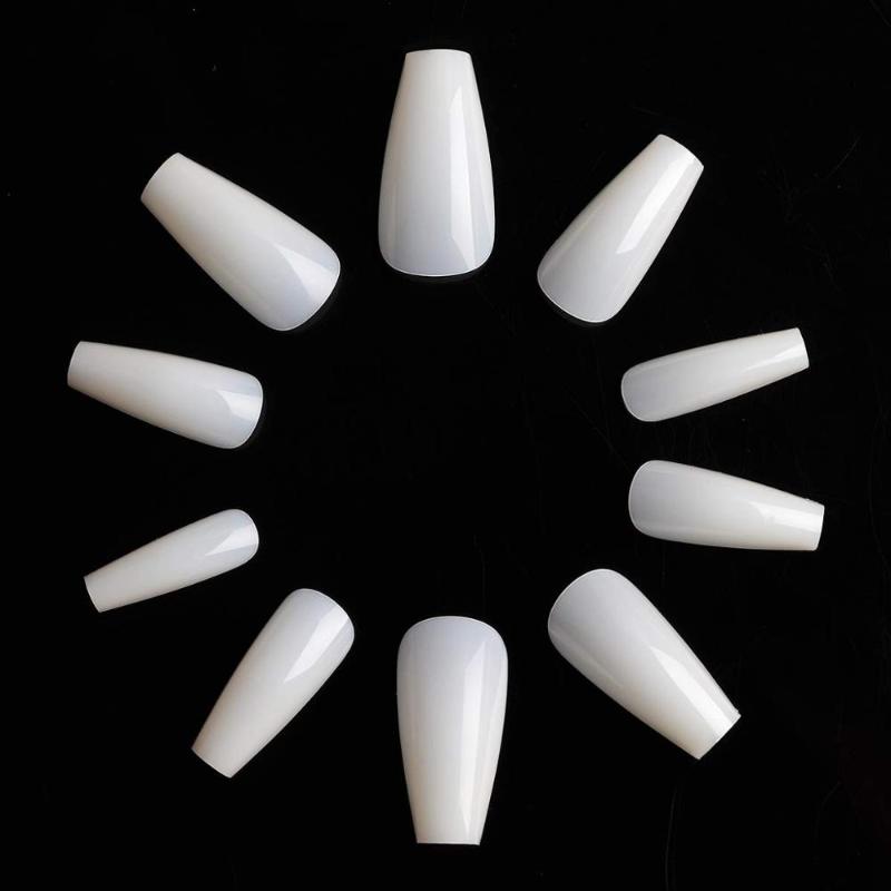 

Makar500pcs Coffin Nails Medium Ballerina False Nails Tips Clear Natural Full Cover Ballet Acrylic Fake 10 Sizes