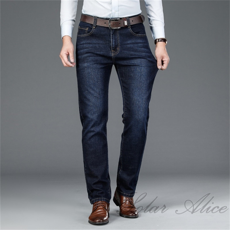 

Free shipping 2020 men's fall/winter new straight jeans brand stretch plus size loose casual pants, Light blue