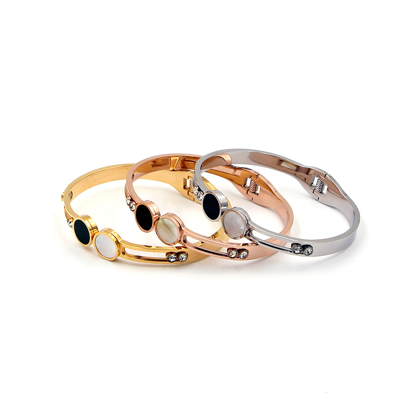 

black and white shell Jewelry Gift Luxury with Crystal stainless steel Bangle & Bracelet bangles for women cuff bangles