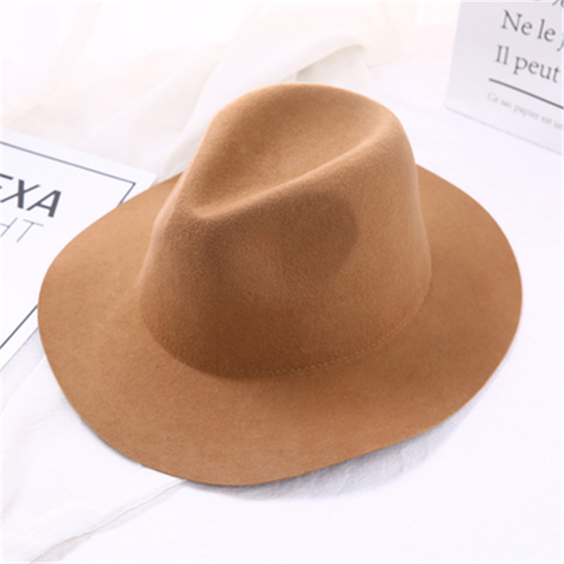 

Wavy brim fedora hat women artificial wool Solid color fall hats for women fashionable Felt hat Vintage Hats classic sombrero, Khaki
