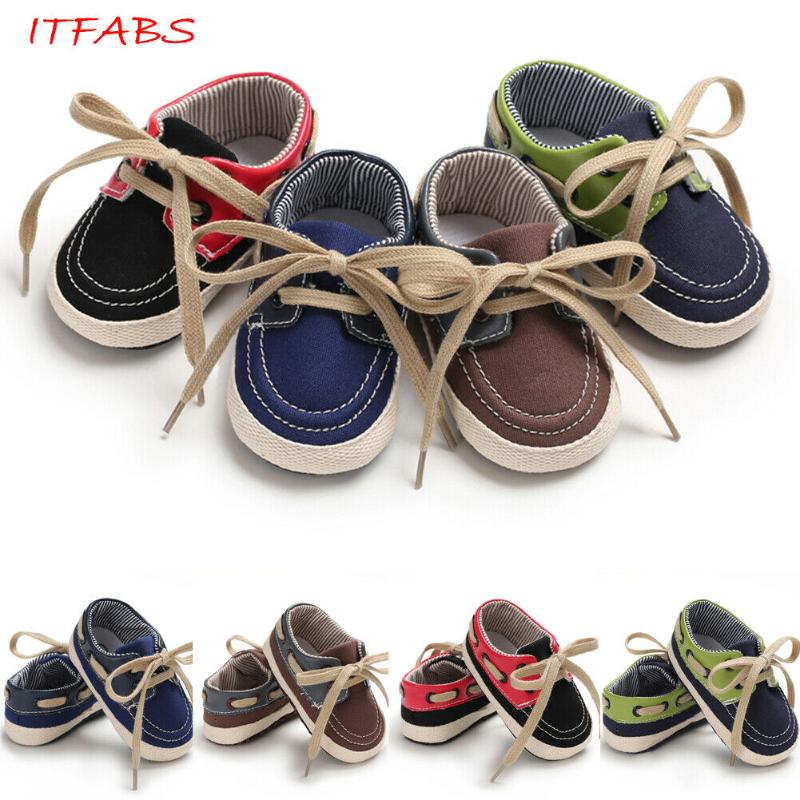 

2020 Baby Summer First Walkers Newborn Toddler Baby Boy Girl Crib Shoes Lace Up Patchwork Sneakers PreWalker Trainers -18M, Red
