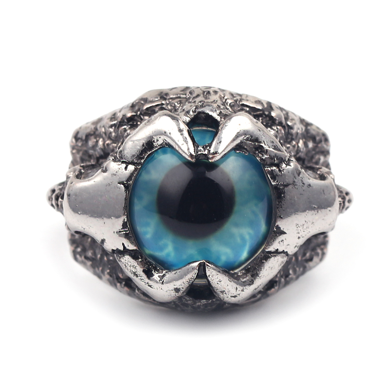 

Gothic Terror Viking Skull Eye Ring Punk Vintage Exaggeration Skull Ring For Men Fashion helmet design Skandinavian Jewelry