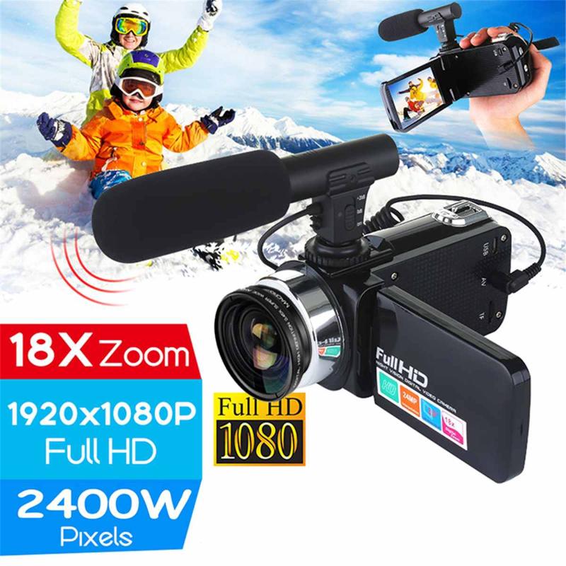 

30 MP 4K Professional HD Camcorder vlog Video Camera Night Vision Touch Screen Camera 18X Digital Zoom With Mic Lens, Wide-angle lens
