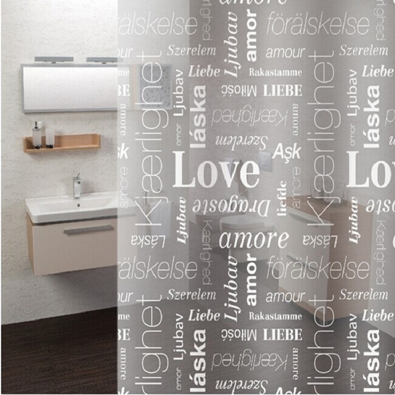 

PEVA Bath Curtain with Hooks Waterproof Shower Curtain Thicken Bathroom size 180x180cm Letter Printed Bathroom