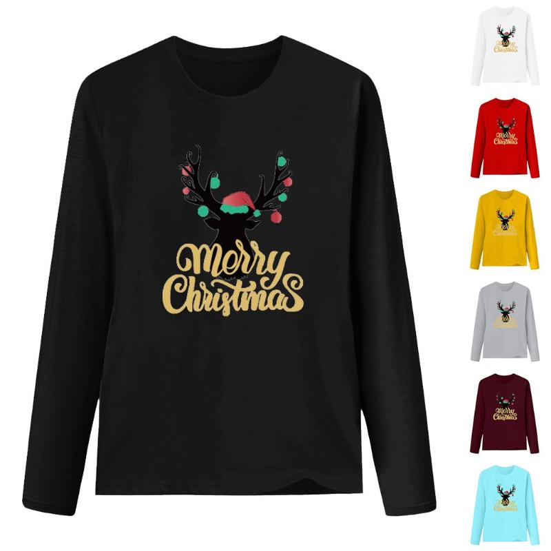 

2020 women's new Christmas elk print crew neck pullover tops comfortable and soft casual fashion best-selling Suitable for falls