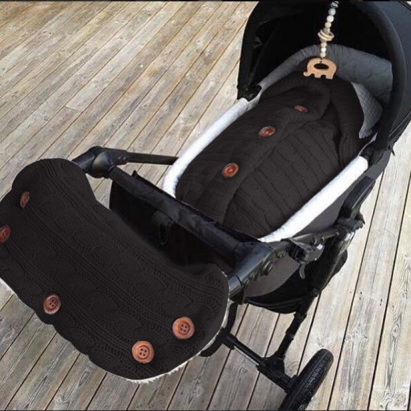 

Fashion Knit Button Plus Fleece Sleeping Bag Pushchair Gloves Baby Outdoor Baby Thickened Warm Pushchair Sleeping Bag