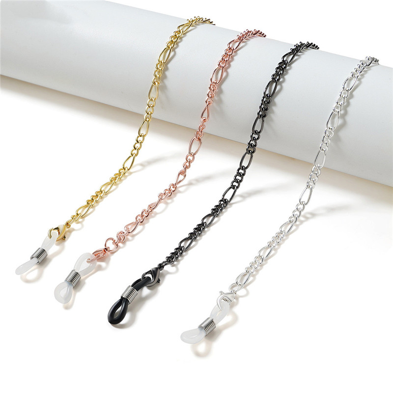 

75cm Simple Style Glasses Chains Black Rose Gold Silver Sunglasses Chain Reading Glasses Metal Lanyard Non-slip Unisex