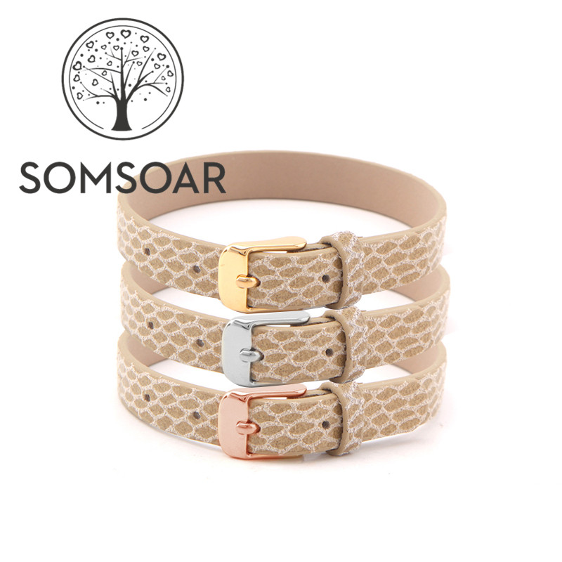 

Somsoar Jewelry High Quality Genuine leather Wrap Bracelets fit Story Slide Charms accessories 5pcs/lot