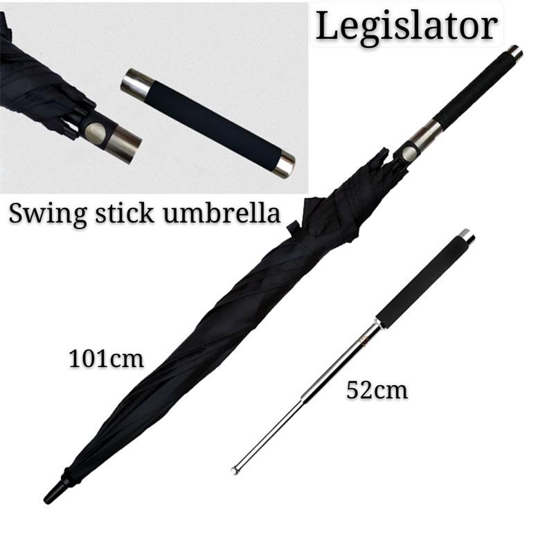 

high quality mechanical stick umbrella stick self-defense rain cover car broken window rain folding umbrella straight umbrella stick, Black