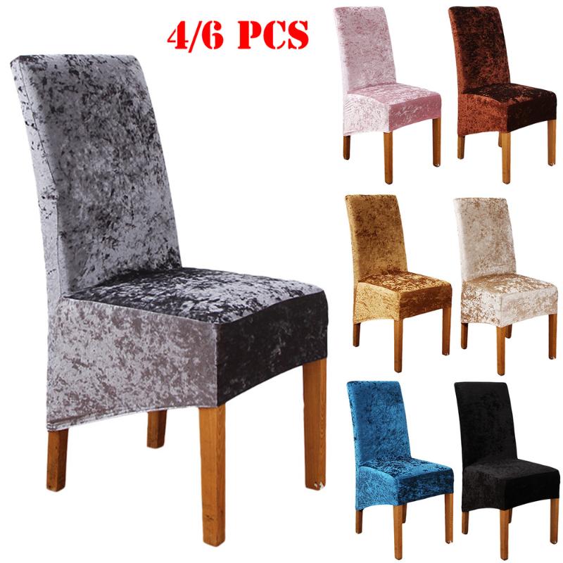 

Gold Diamond Velvet Chair Cover Solid Color Stretch Detachable Chair Protector Slipcover for Hotel Banquet Wedding Decor