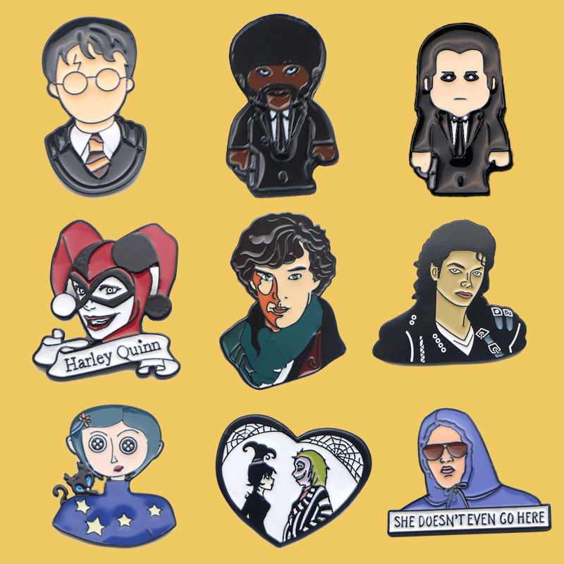 

PC918 Funny Enamel Pin Brooches Cartoon Movie Metal Brooch Pins Denim Hat Badge Collar Jewelry, Gray