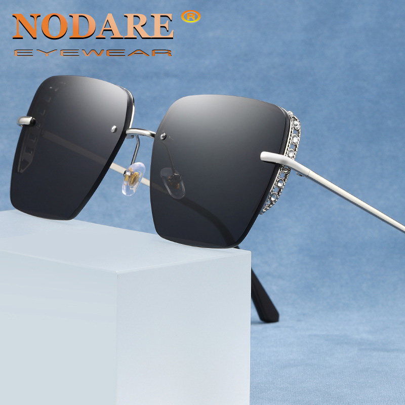 

Sunglasses NODARE Women Rimless Diamond-shaped Frameless Clear Colored Lens Sun Glasses Driving Gradient Shades Eyeglasses
