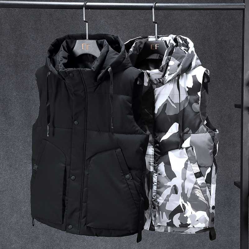 

5XL 7XL 9XL 2020 New Winter Vest Men Plus Size Both Side Wear Thicken Warm Cotton-padded Waistcoat Male Casual Sleeveless, Beige