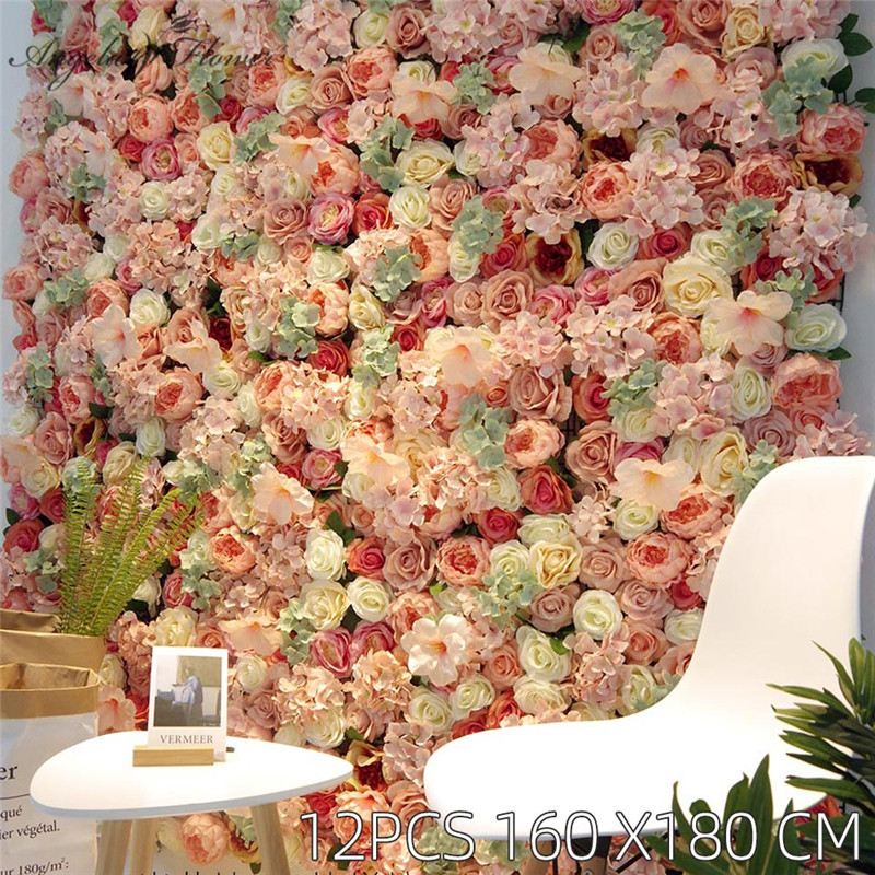 

Artificial flower wall silk fake flower arrangement wedding backdrop decor party shop event layout image wall window photo props, 13