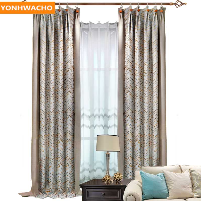 

Custom curtains high-end Nordic simple modern living room bedroom twill blue grey cloth panel blackout curtain tulle drape B167, Tulle sheer