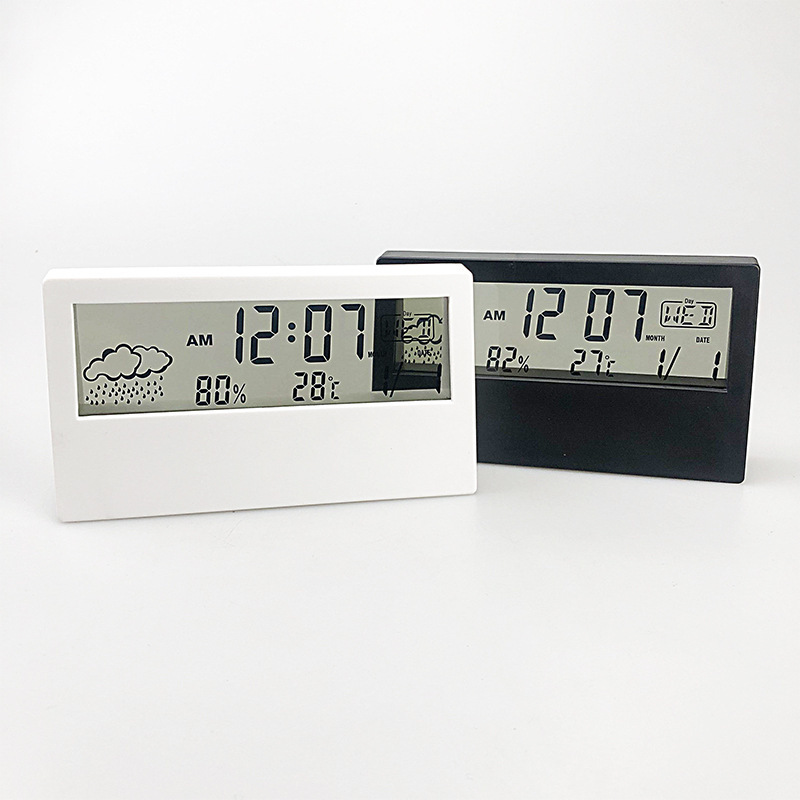 

LCD Clock Electronic Table Clock Hygrothermograph Alarm Creative Electronic Digital Display Multi-Function White Light