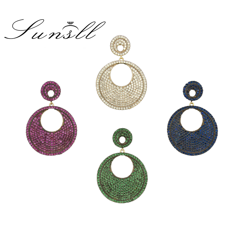 

SUNSLL Golden Color Copper Pins Multicolor Cubic Zirconia Drop Earrings Women's Party Fashion Jewelry Cobre CZ Brincos