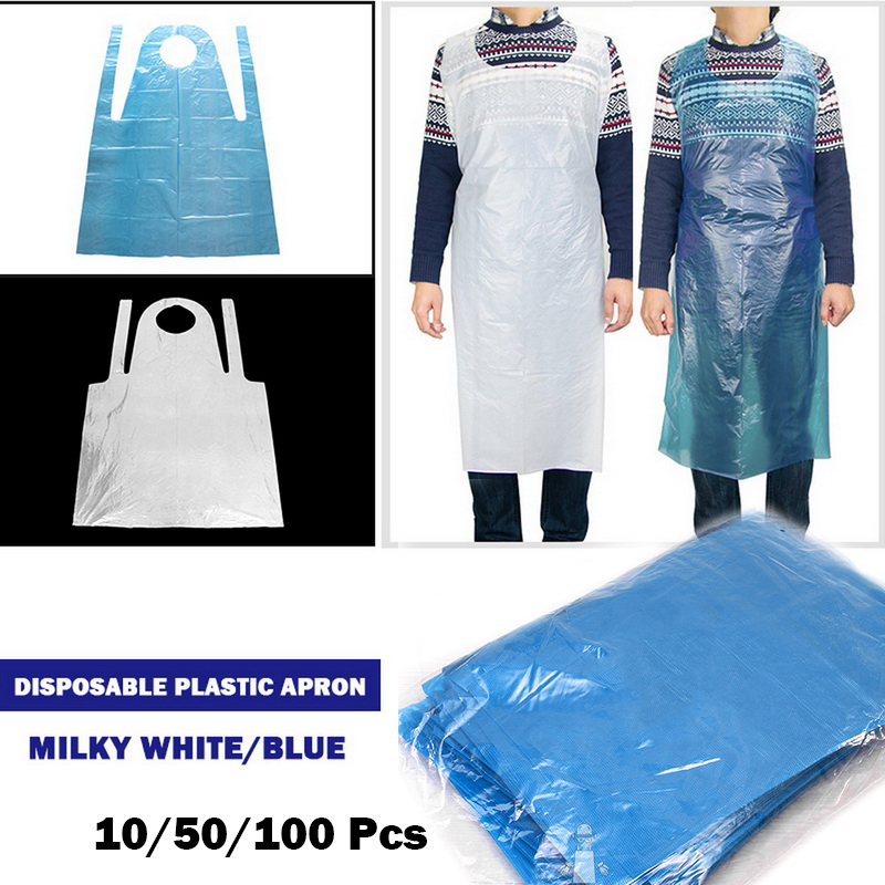

Aprons 10/50/100PCS Thicken Disposable Apron Adult Plastic Waterproof Oil-proof Clothes Kitchen Hairdresser Woman Barbecue Baking Party