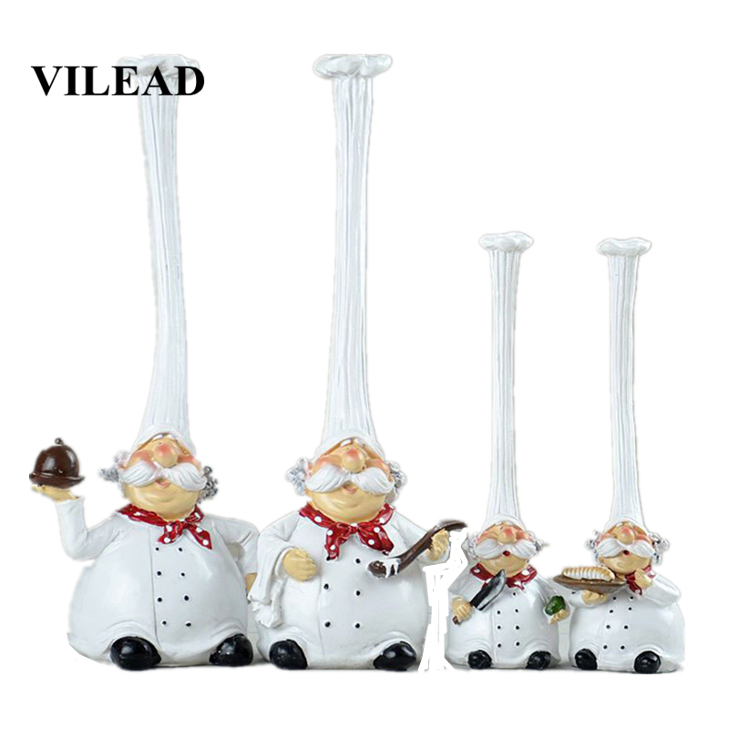 

VILEAD 20cm 28cm Resin High Hat Chef Figurines American Rustic Creative Kitchen Restaurant Home Decoration Ornaments Crafts Gift