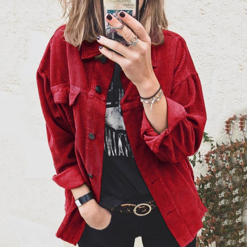 

Hot Sales Colorful Women' Coats Thin Autumn And Winter Solid Long-sleeved Clothes Female Jackets Coat chamarras de mujer 2020, Red