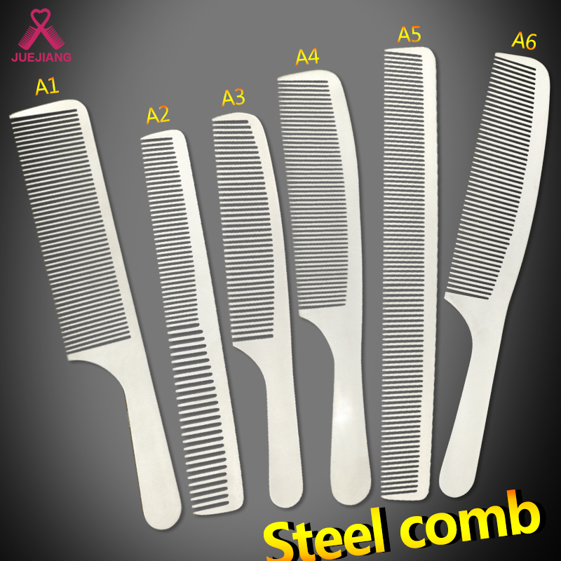 

Stainless steel hair cutting comb hair stylist professional hairdressing steel comb ultra thin flat head male haircut spec