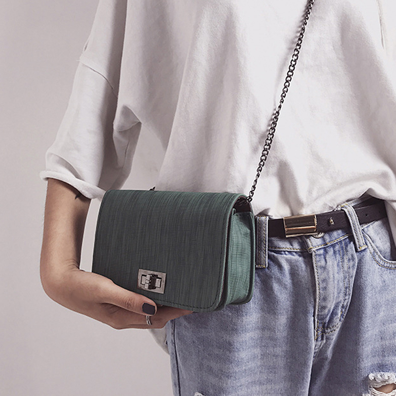 

flap handbags turn lock bag chain shoulder women Small Square Bag Chain Shoulder Turn Lock Messenger Leisure Woman, Green