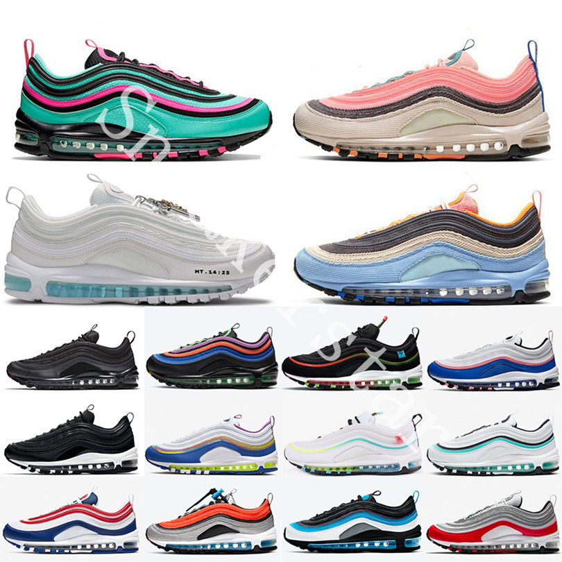 

2021 Top Quality 97 Mens Running Shoes Black Bullet Aurora Green Reflective Bred Triple White Sean Wotherspoon Blue Neon Women Sports Sneakers Size 36-45, 10