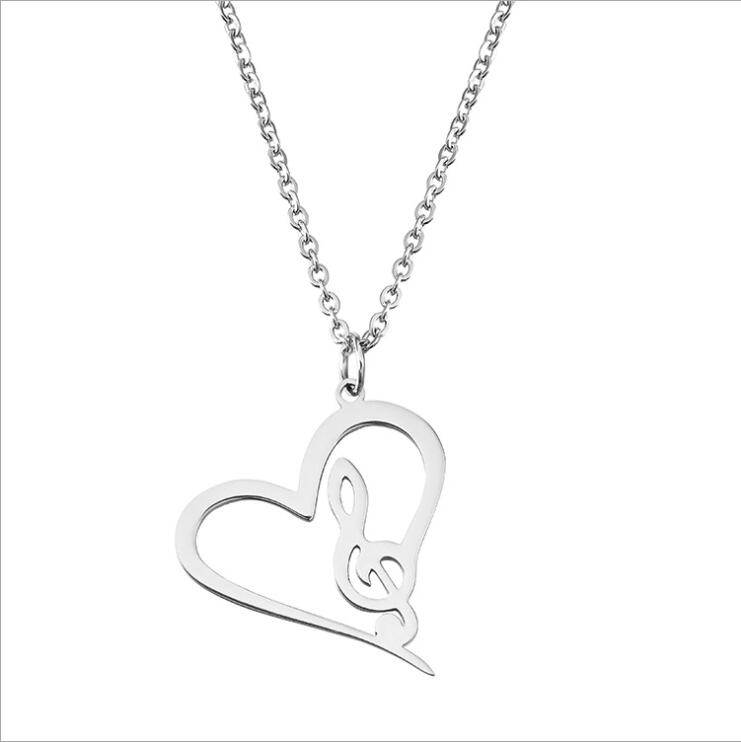 

Stainless steel love music notation pendant necklace---2 colors free choice---Drop shipping