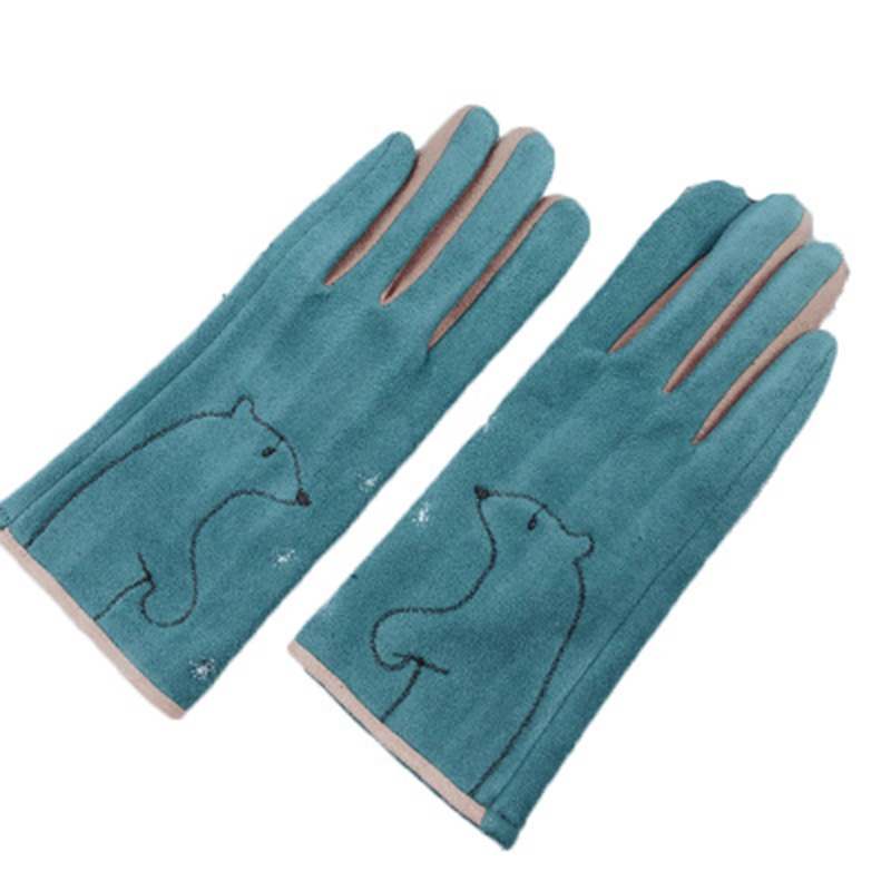 

Women winter warm Mittens gloves Lovely cartoon bear touch screen gloves winter Plus velvet suede cycling driving D92