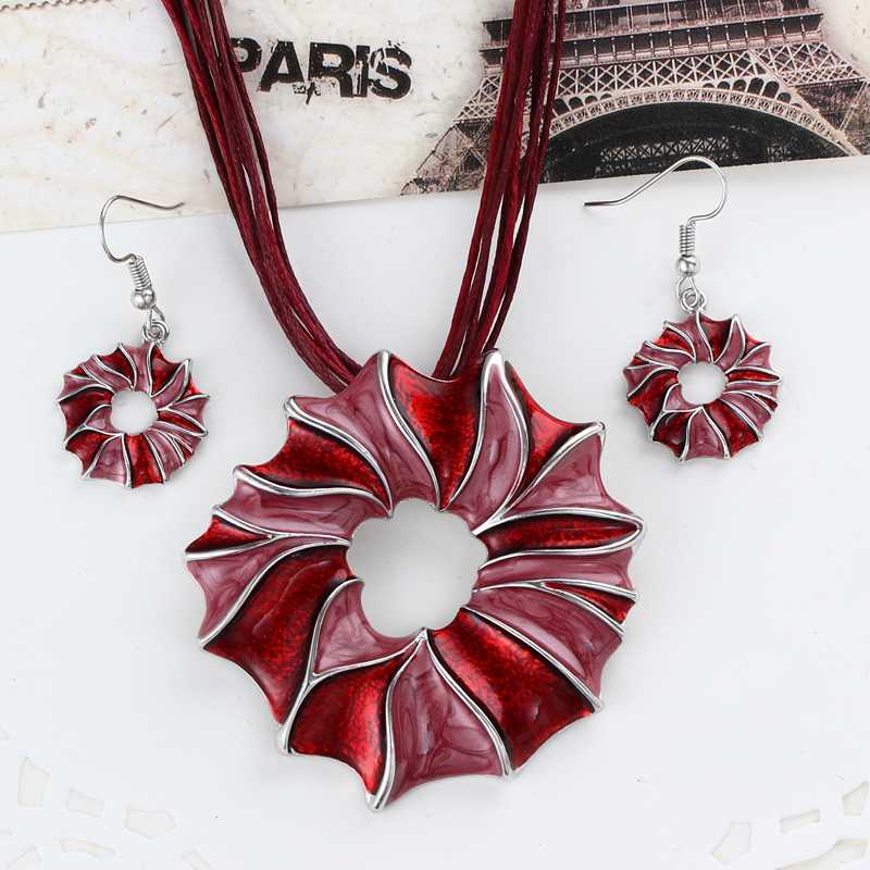 

Multicolor Gem Jewelry Sets For Women Fine African Beads Jewelry Set Vintage Statement Necklace Earrings Set For Women, As pic