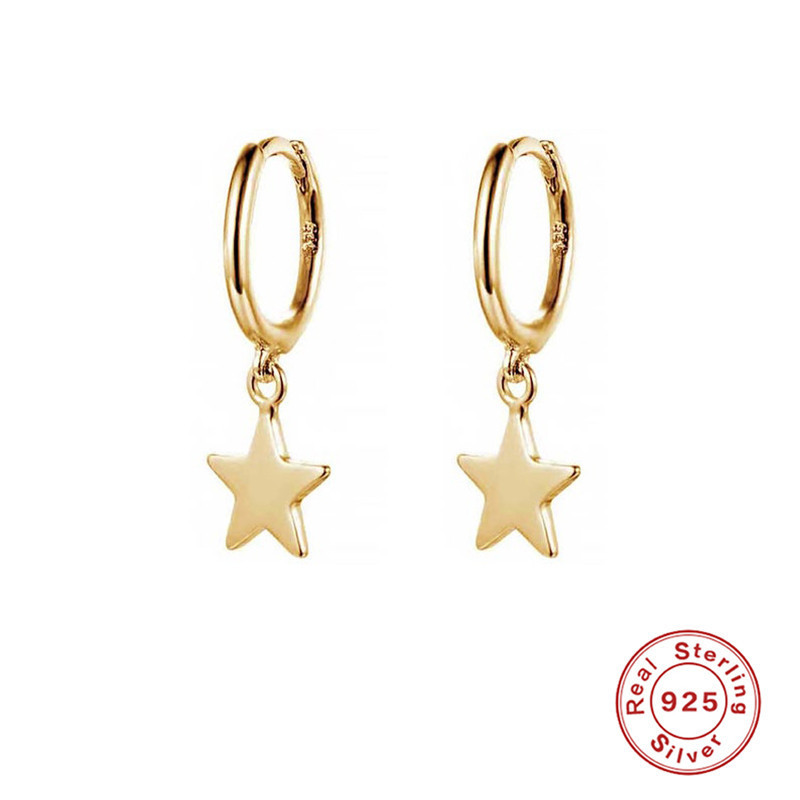 

Trendy 925 silver Hoop earrings female Elegant Small Star pendant Earrings for women fashion Jewelry Party Accessories