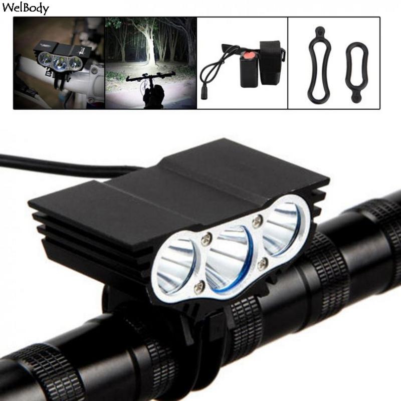 

Waterproof Bike Light 3xT6 LED Front Bicycle Headlight 4 Modes Safety Night Cycling Lamp+Rechargeable Battery Pack+Charger