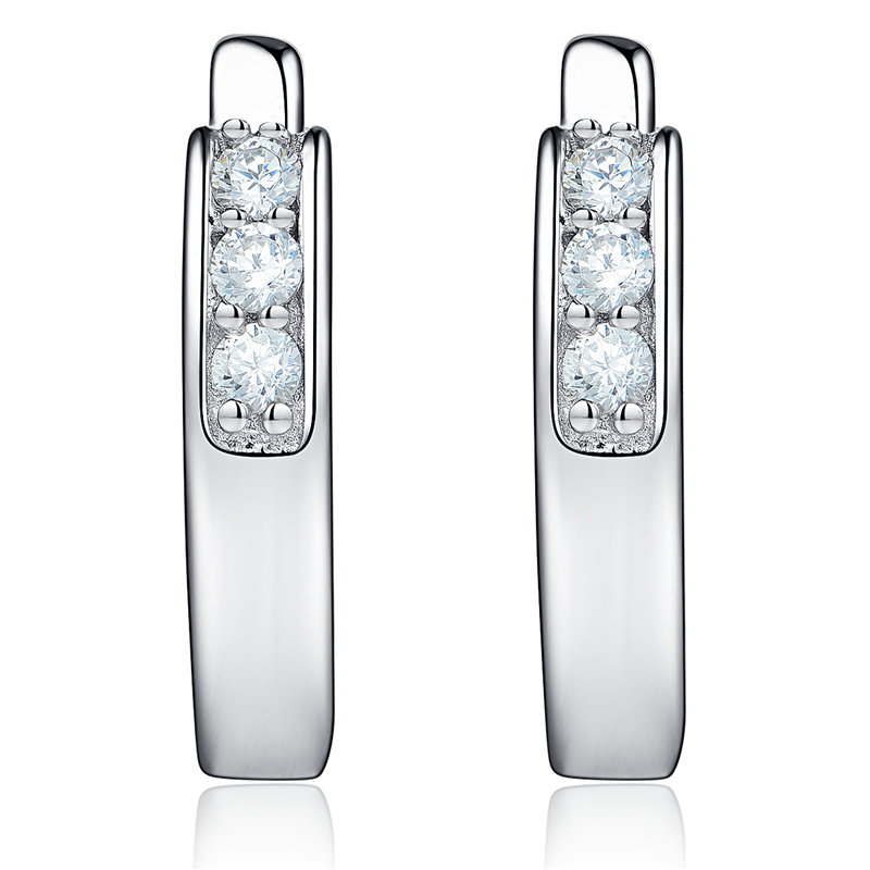 

925 Sterling Silver Earring Fashion Crystal CZ Elegant Tiny Hoop Earring for Women Girls Girlfriend Delicate Fine Jewellery