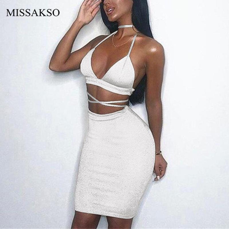 white bodycon two piece set