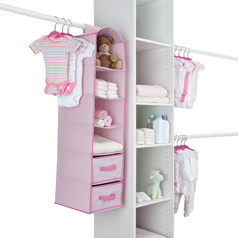 

Wardrobe Hanging Storage Bag Clothes Shoes Closet Organizers Pocket Storage Box Underwear Shelf Shelves With Drawer Case Home, Beige