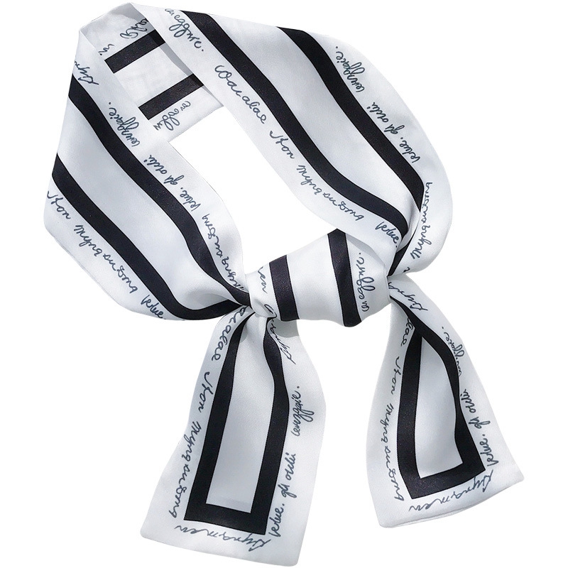 

Women's Fashion Ribbon Simulation Silk Scarf Beautiful Solid Design Girl Scarf Hair Band Bag Handle Wrapped Small Collar B