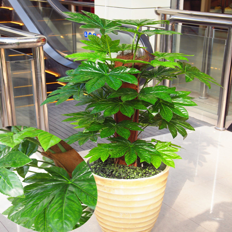 

Large 40" Latex Fabric Artificial Pachira Plant Tree Bush Coconut Cover Wood Stem Wedding Home Office Decor Fake Foliage AP199, Green