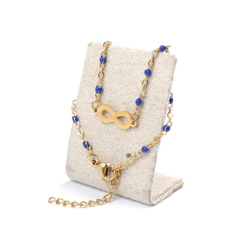 

DoreenBeads Trendy 304 Stainless Steel Bracelets For Men Girl Gold Colorful Enamel Infinity Symbol Beads Jewelry 18cm long, 1 PC