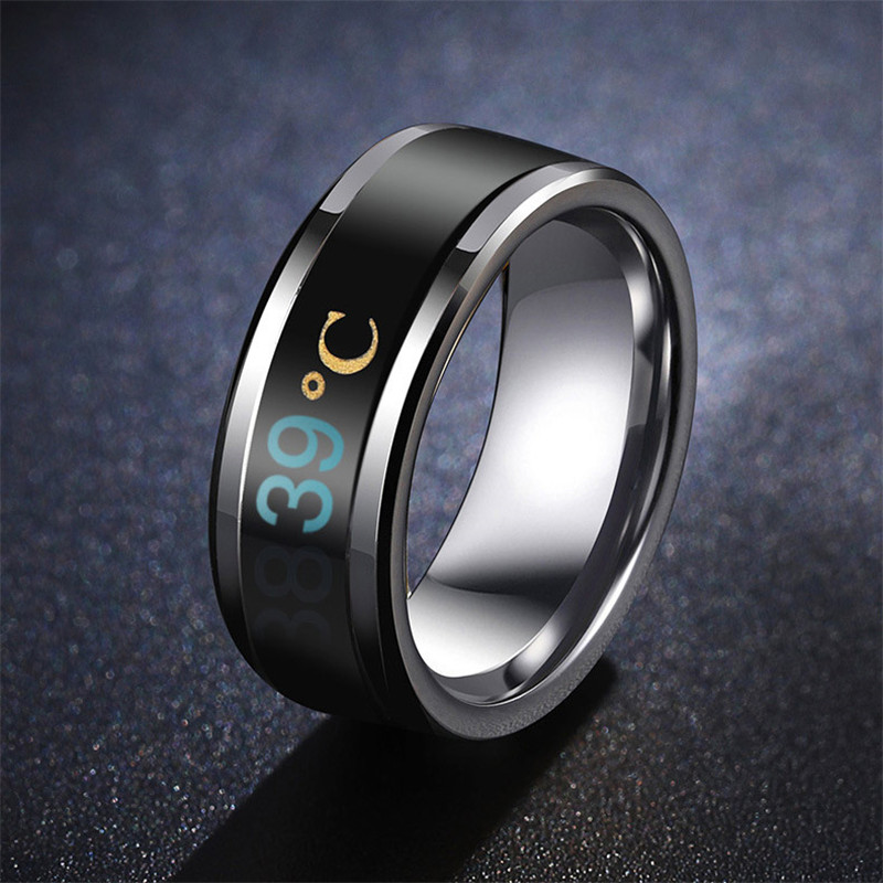

ZORCVENS 2020 Hot Sale Black Blue Gold Silver Color Stainless Steel Temperature Rings For Men Women Dropshipping