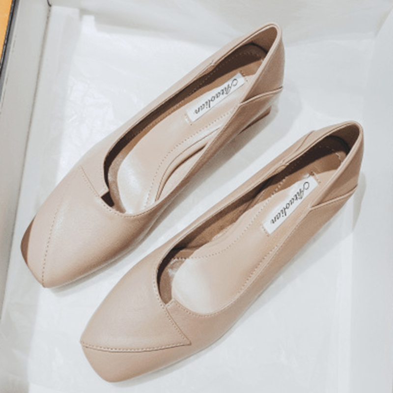 

New thick heel pumps wild women shoes comfortable stitching to work women pumps fashion shoes, Black