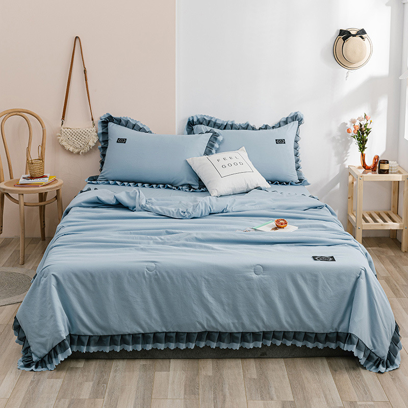 

Summer Thin Quilt for Bedroom Super Soft Lace Breathable Summer Cool Quilts Double Bed Sheet Bedding Coverlet Comforter, Yellow