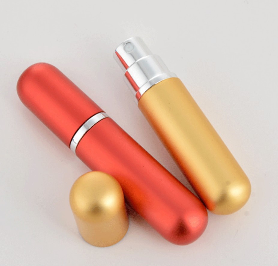 

5ml Cosmetics perfume bottles anodized aluminum shell glass inner small empty bottle elegant perfume sprayer 13 colors bouteille de parfum