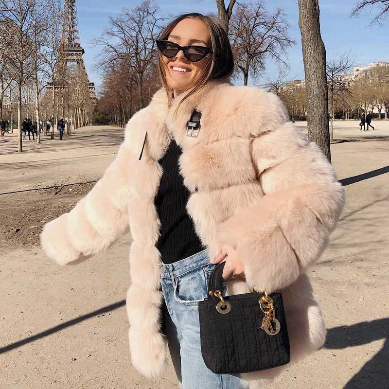 

Exclusive Buckle Fur Coat Women Winter Luxury Design Faux Fur Jackets Thicken Warm Long Overcoat Fluffy Patchwork Outerwear, Apricot fur coat