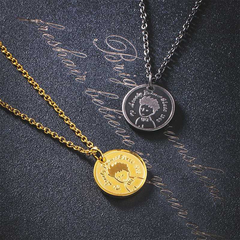 

men's necklace pendant gold necklace stainless steel chain hip hop jewelry on the neck man Accessories Round pendant