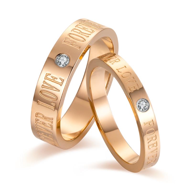 

Fashion Rings for Couple Women Titanium Steel Rose Gold Color Romantic Forever Love Zirconia Wedding Jewelry Men Gift